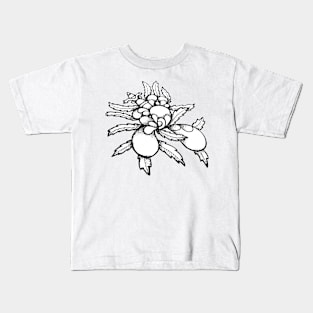 Beautiful Black and White Flower Doodle Art Kids T-Shirt